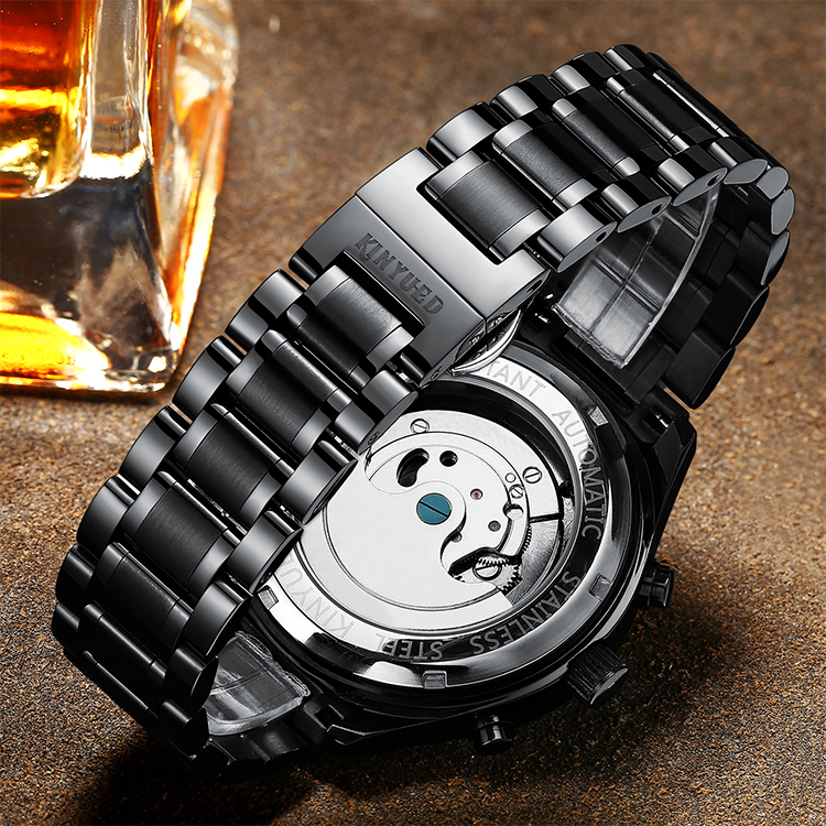 Automatic mechanical KINYUED watch fashion stainless steel mens waterproof automatic mechanical watch