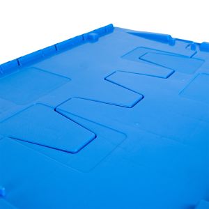 Industrial Plastic Moving Crate Stackable Attached Lid Container for Customized