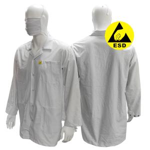 Wholesale XS-10XL Cleanroom White ESD Coat 96% Polyester +4% Carbon Washable Antistatic Smock from china suppliers