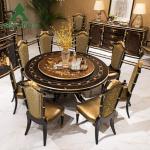 Deluxe Dining Room Set Classical Antique Wooden Round Dining Table With
