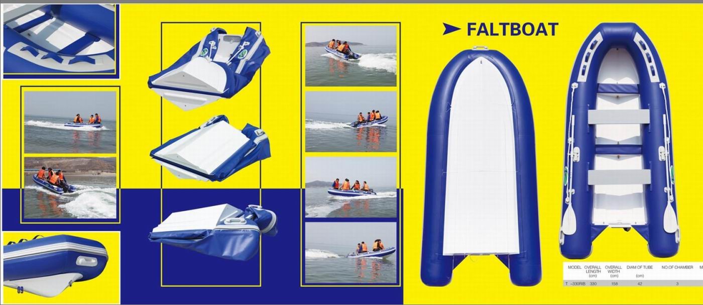 3 Chamber Foldable Inflatable Boat , Frameless Pontoon Fishing Boats 330cm