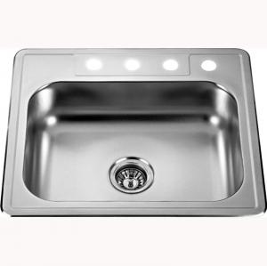 Wholesale 20 Gauge SS Single Bowl Stainless Steel Kitchen Sink 4 Tap Hole 25x22 Inch from china suppliers