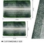 Rectangle Shape Latex Backing Dark Green Bathroom Rug Pile Height 3cm