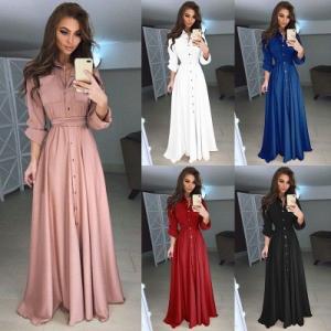 Wholesale 2018 Autumn and Winter Women Long Dress Casual Long Sleeve Slim Dress Ladies Fashion Botton Maxi Long 2Dress from china suppliers