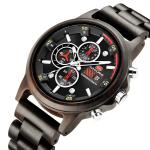Man Black Ebony Wooden Quartz Watch Luminous Calendar Casual Business1010-2