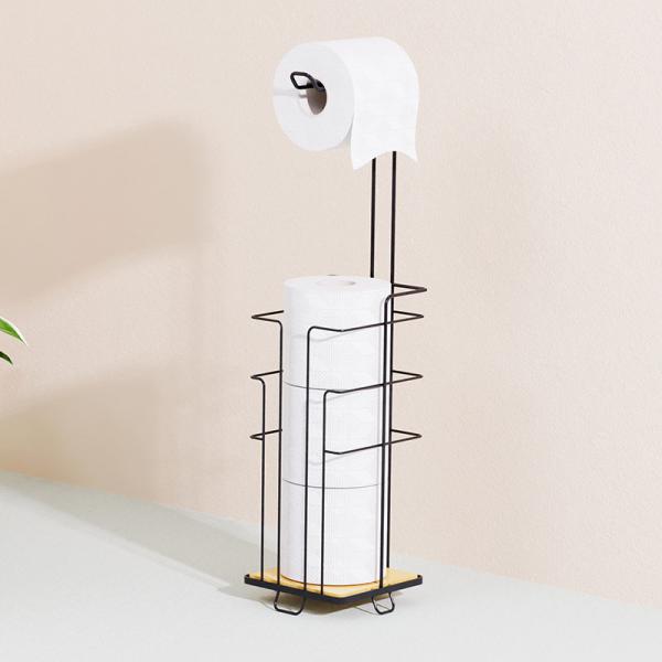 Bathroom Metal Vertical Standing Toilet Tissue Paper Roll Storage Shelf 14.5*14