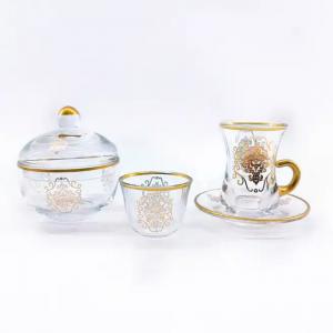 China Crystal glass Turkish Tea Cup And Saucer Set Arabic Style Tea Cup on sale