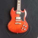 New arrival orange SG electric guitar with silvery accessories from China
