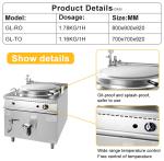 Φ600x500 Tank Size Fast Food Kitchen Equipment For High Volume Production
