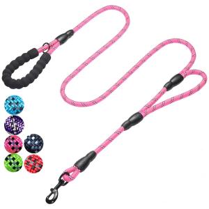 Wholesale Reflective 6 Feet Long Nylon Dog Leash , Heavy Duty Dog Leash 2 Padded Handles from china suppliers