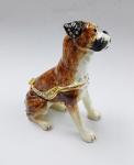 Bejeweled Home Decoration Dog metal trinket box Enamel Pewter Alloy Dog design