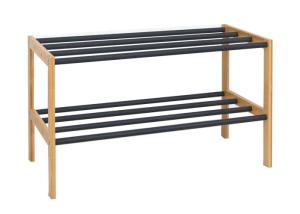 Wholesale 2 Layer 37cm Height 62cm Length Natural And Black Shoe Shelf from china suppliers