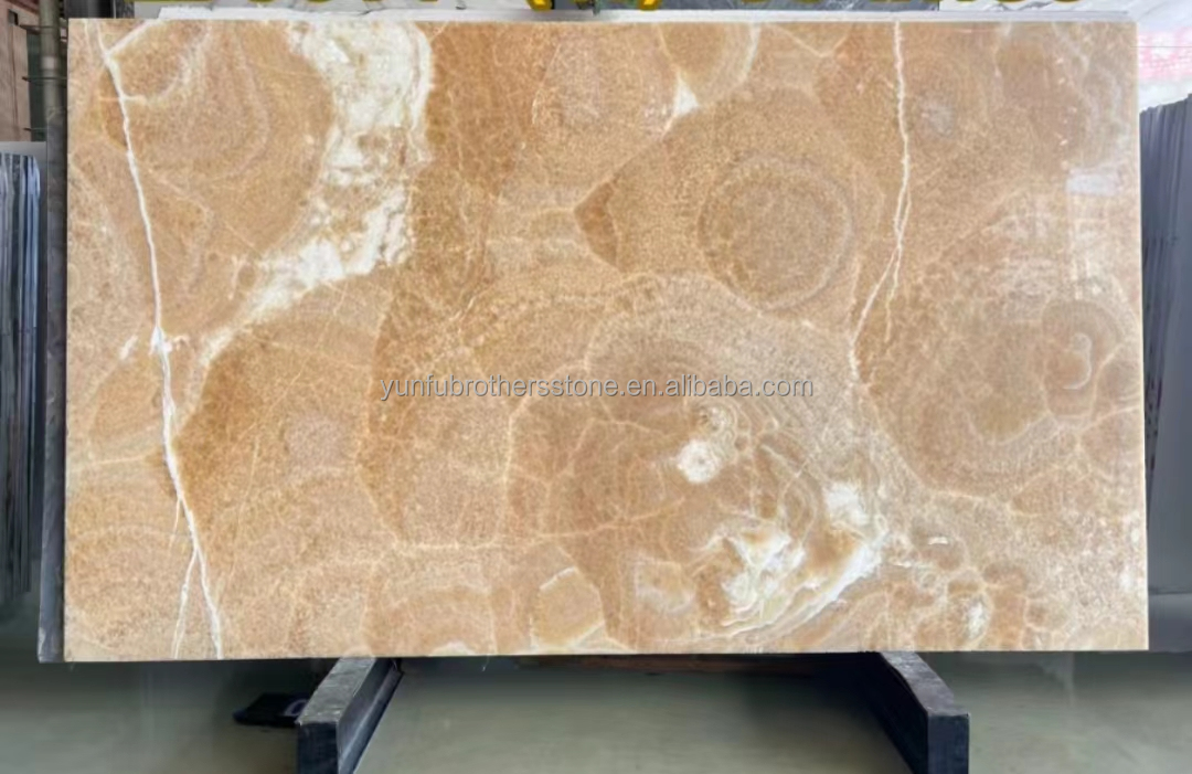 Surface Finishing Polished Design Backlit Orange Jade Stone for Basin and Dining Table