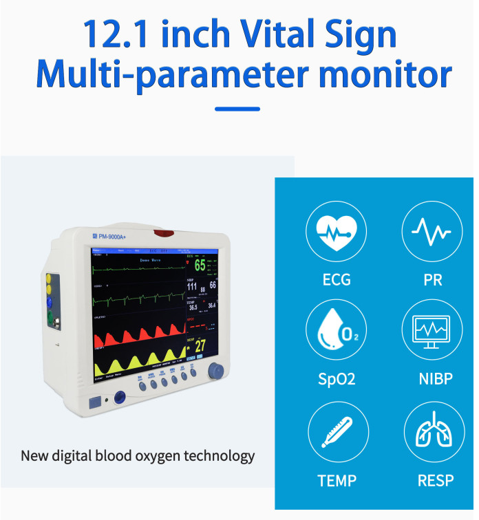 Hospital 12.1'' Color Display Portable Vital Signs Monitor Multiparametric Patient Monitor