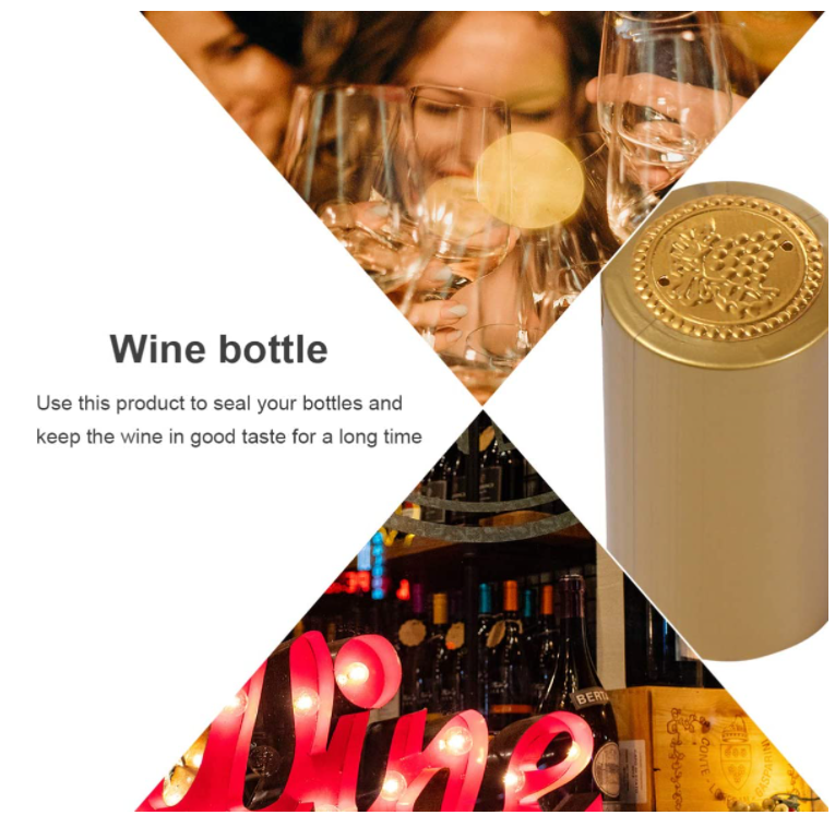 Custom Size Wine Bottle Top Film Gold Shrink Pack With PVC Heat Shrink Capsule