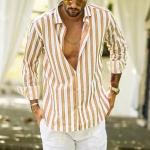 High Quality Slim Striped Shirt Long Sleeve Large Size Color Plus Size Summer