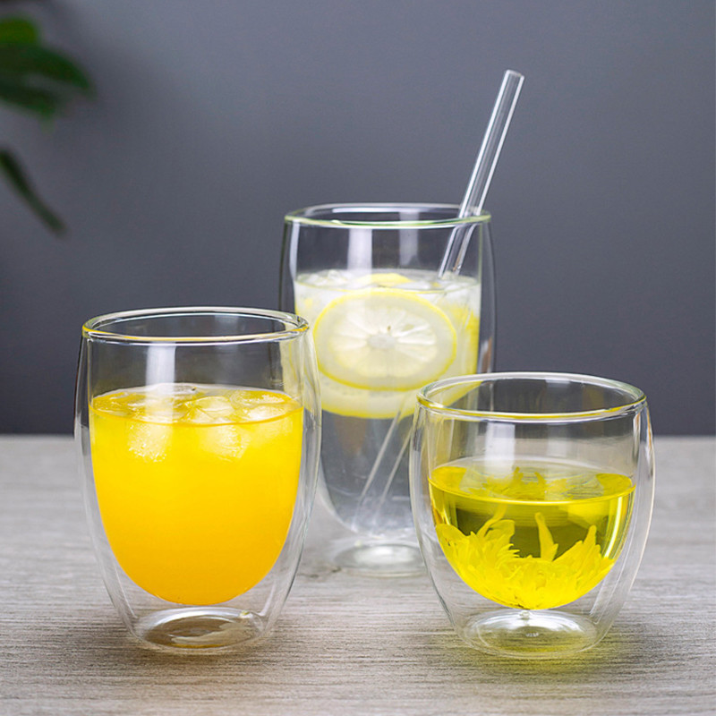 Clear Borosilicate Double Wall Glass Tea Cup 250ml 350ml 450ml