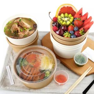 Wholesale Takeaway Custom Disposable Soup Salad Kraft Paper Bowl Biodegradable 40oz from china suppliers