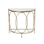 Contemporary Tempered glass top Metal Frame Demilune Console table Hallway table