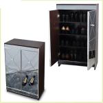 Living Room Brown 4 Tier 39.4inch Mirrored Shoe Cabinet