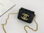 Black Lambskin Leather Branded Messenger Bag Chanel Flap Phone Holder