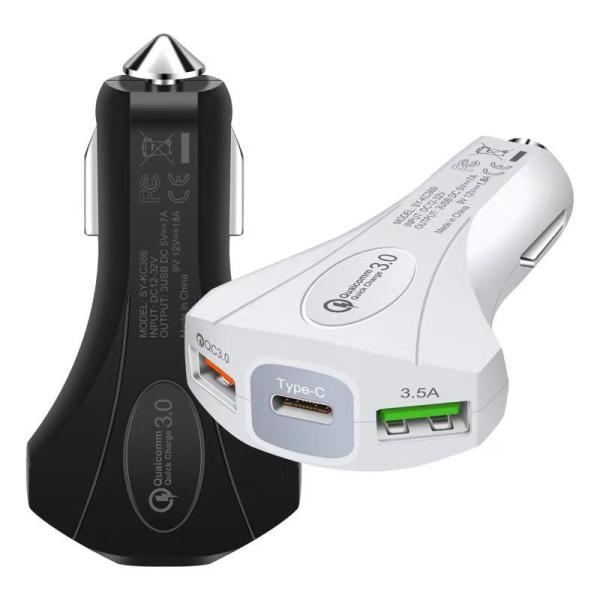 7A 3 USB CAR CHARGER QC3.0 TYPE-C+ USB Universal Compatible USB CAR CHARGER for