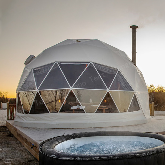 Fireproof Outdoor Camping Geodesic Dome Tent 5m Diameter For Accommodation