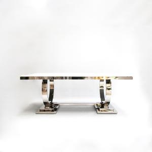 Wholesale Two Circles Sleek Modern Dining Table Marble Top 201 Stainless Steel Family Use from china suppliers