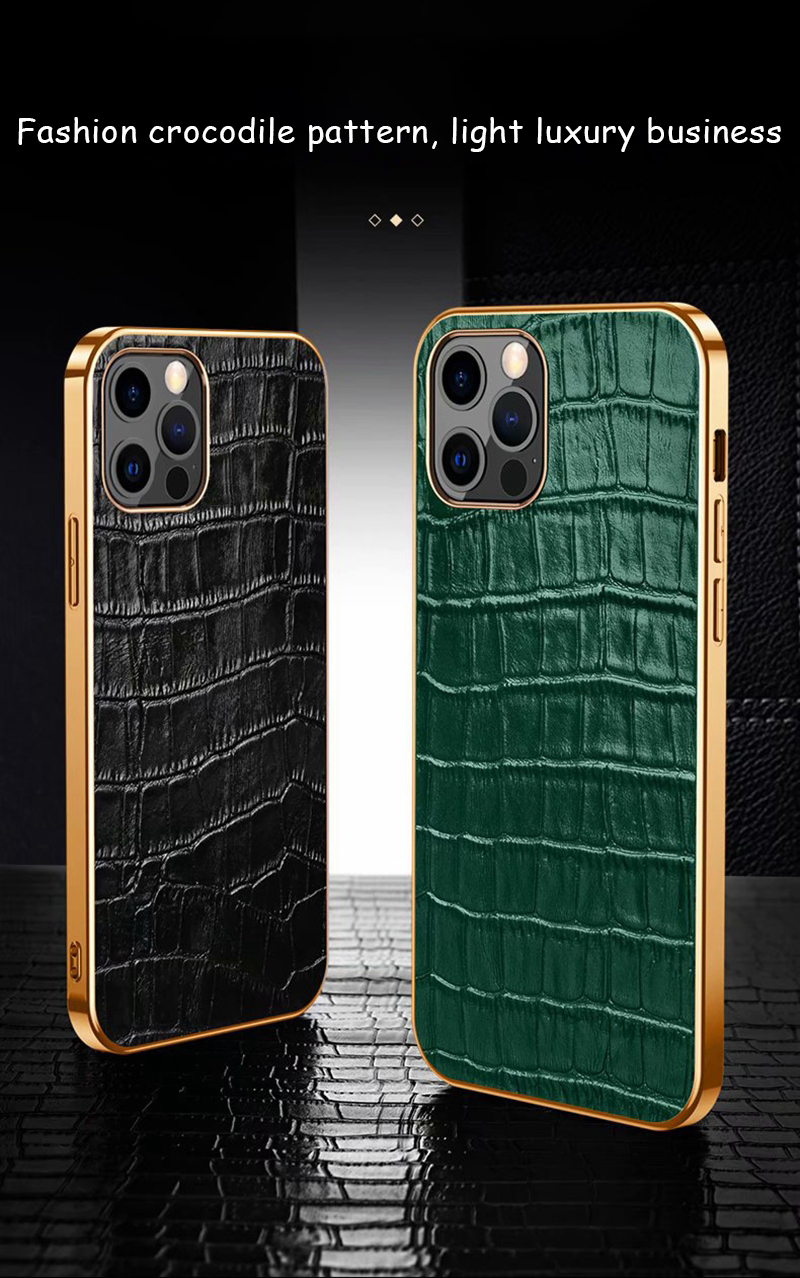 Shockproof Luxury Crocodile Skin Pattern Leather Phone Case for iPhone 12 13 14 Pro Max