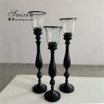 Saixin new design 3 pcs set black metal candle holder for wedding table
