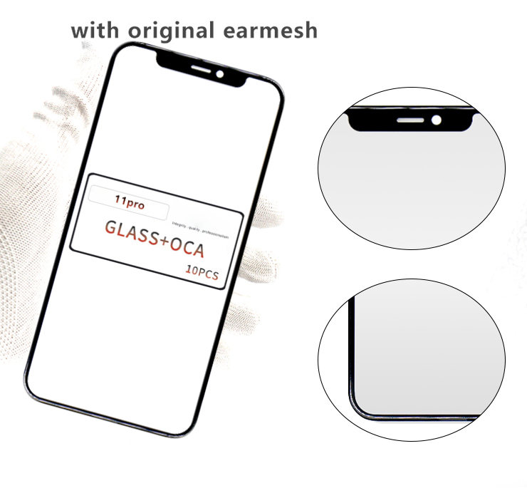 QC 100% tested Front Outer Glass 11pro Glass With OCA for iPhone Oca Glass