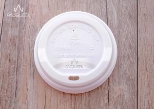 Wholesale Compostable PLA Flat Takeaway Cup Lids Eco Friendly 80mm / 90mm Diameter from china suppliers