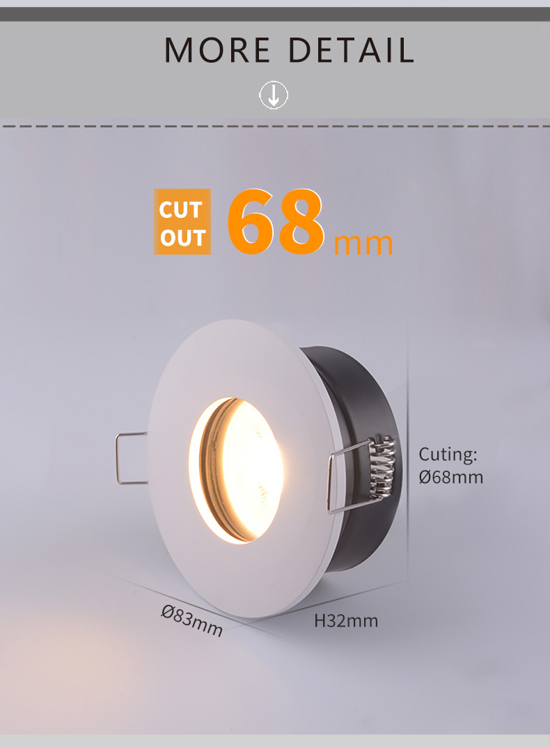 Recessed LED Waterproof IP65 Downlight For Bathroom Kitchen