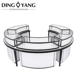 Wholesale High End Lockable Jewelry Showcase Display Customize Factory Round Black And White Center Island Showcases from china suppliers