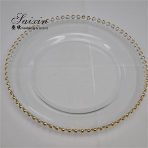Wholesale 12 Inch  Beaded Glass Charger Plate Gold Trim For Wedding Event Supplies from china suppliers