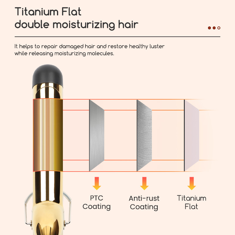 Ceramic Coating Barrel Curling Iron With Clamp Adjustable Temp LCD Display