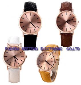 Wholesale Mature color PU leather strap simple style wrist watch with rose golden case for office ladies from china suppliers