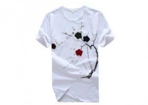 China Summer Slim Fit Printed T - Shirts With Pattern / Custom Casual White Tee Shirt on sale