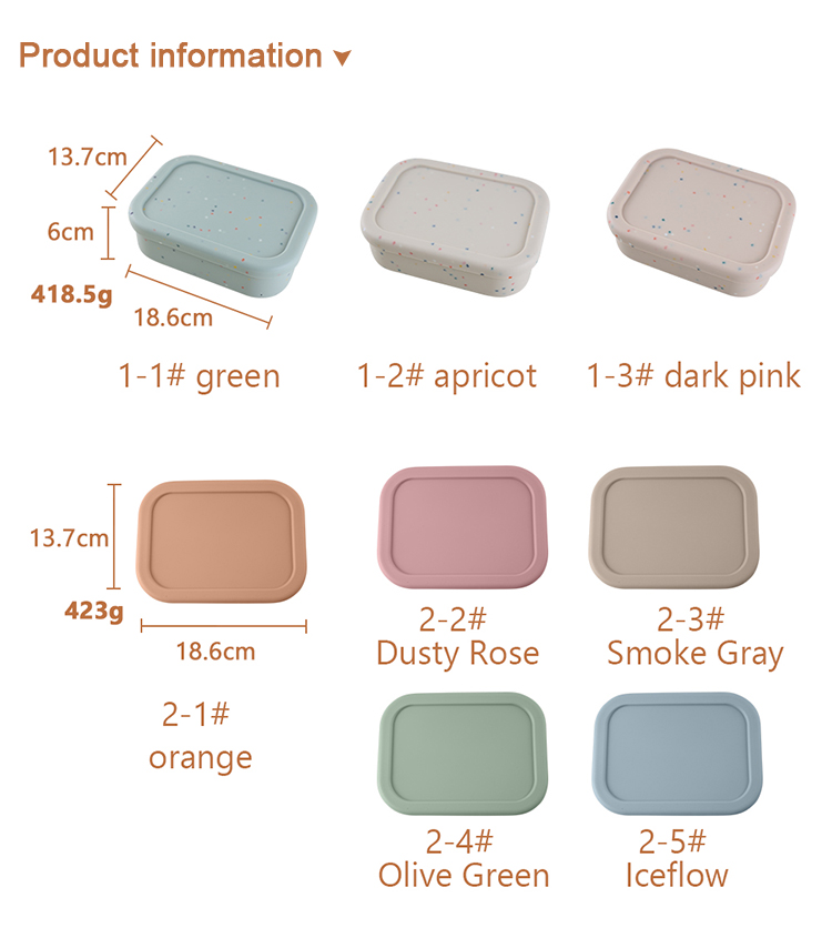 3 Compartment Silicone Lunch Containers , Reusable Silicone Bento Lunch Box Leak Proof