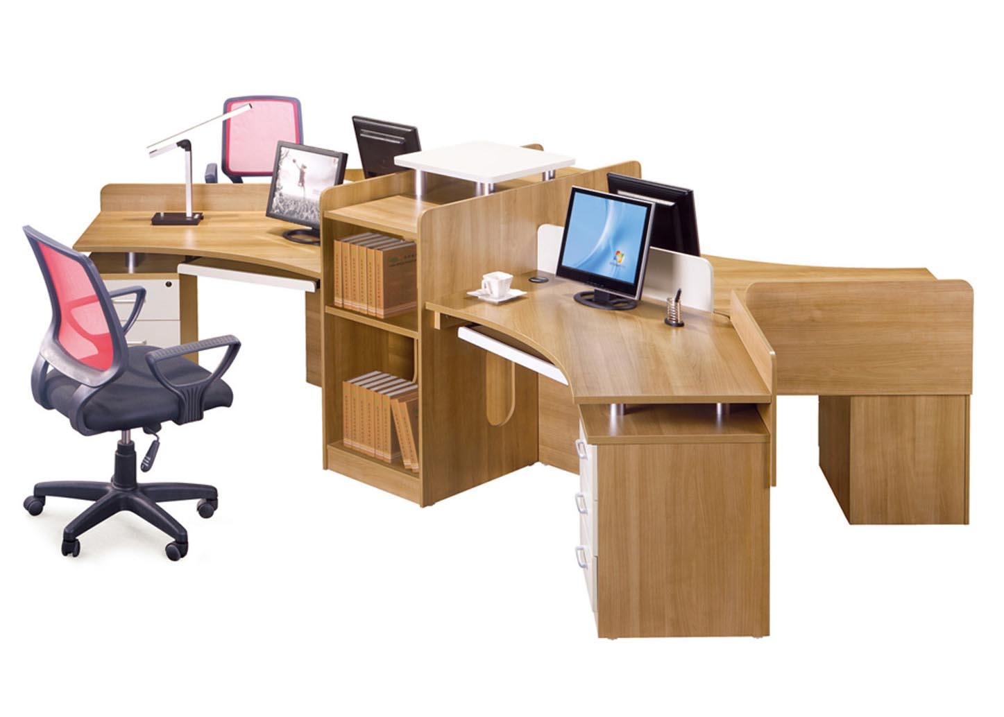 4 Seat Cluster Office Workstation Desk 0.56CBM / Set Modern Appreance