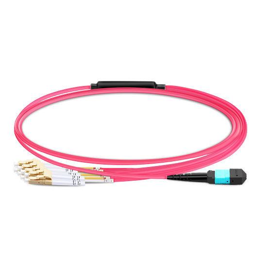 1m (3ft) MTP Female to 4 LC UPC Duplex OM4 50/125 Multimode Fiber Breakout Cable
