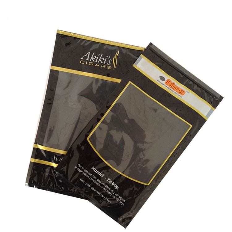 Custom printed three side seal resealable k cigar tobacco leaf plastic packaging bag