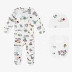 Bamboo Cotton baby clothing set 3 pcs longsleeve romper hat and bibs new style