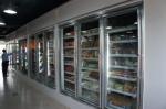 Walk-in freezer for supermarket beverage display