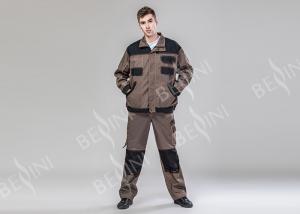 China Dark Khaki Black Heavy Duty Work Suit Bib Pants Suit 80% Polyester 20% Cotton Twill on sale