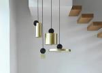 LED Black and Gold Indoor Lighting Adjustable Long Cord Staircase Brass Pendant