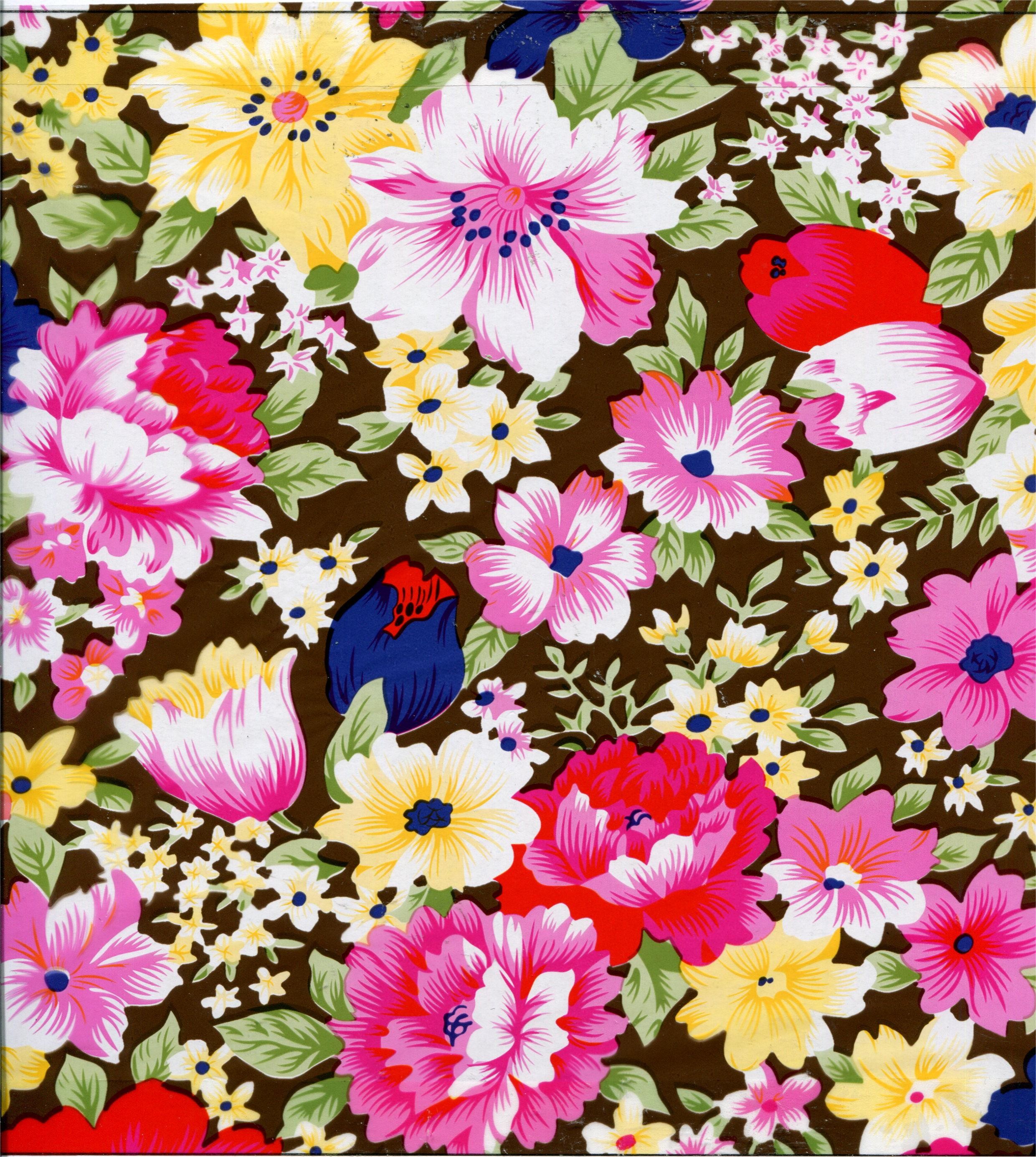 Printed Colorful Flowers PVC PU Synthetic Faux Leather Material