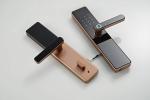 Black/Red Bronze Zinc Alloy Tempered Glass Digital Fingerprint Passcode Door