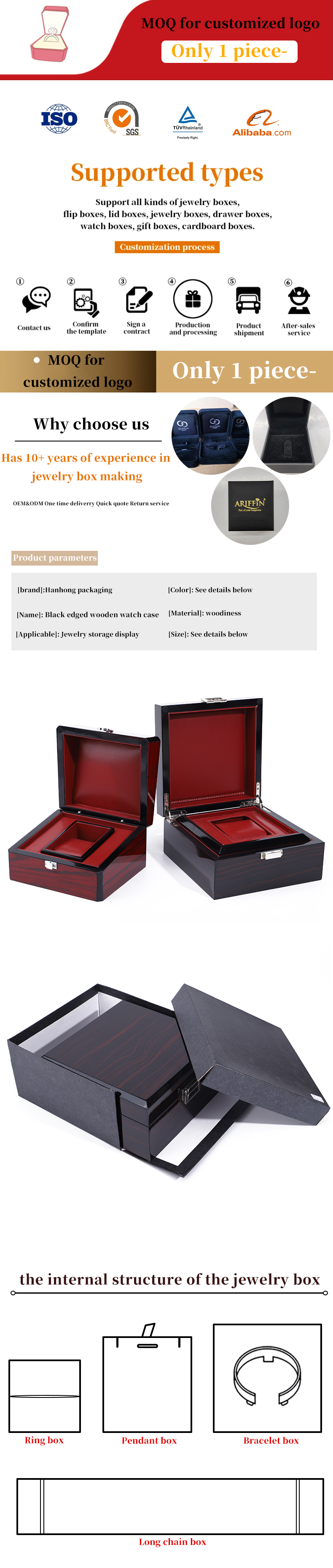 Exquisite Glossy Wooden Luxury Watch Storage Case Watch Holder Box Customizable
