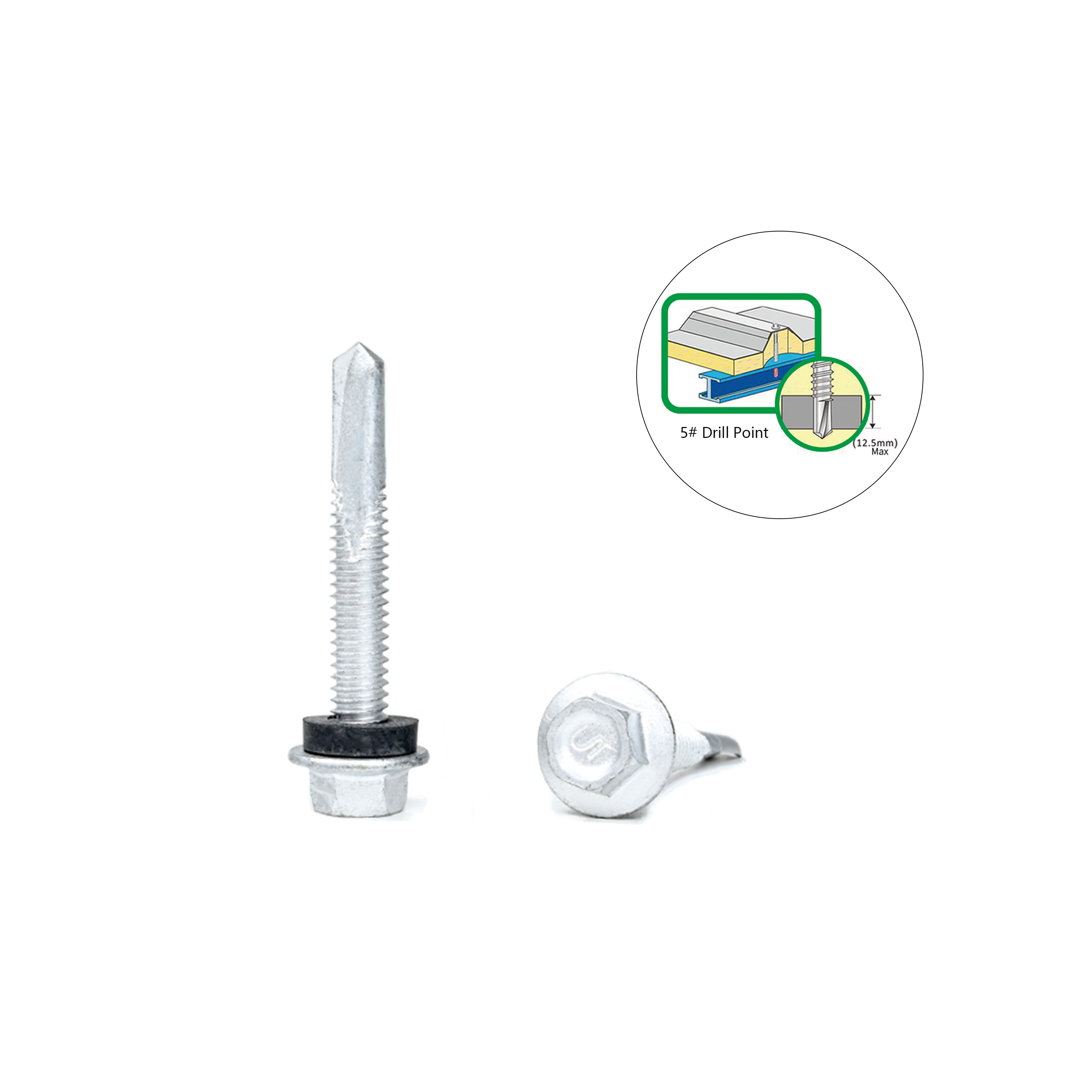 Color Metal Tile Self-Drilling Screw 5.5x38 with Stainless Steel and Zinc Alloy Coating